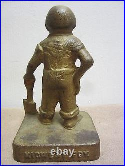 MIDWEST FOUNDRY Old Advertising Cast Iron Doorstop Statue'Sandy