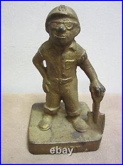 MIDWEST FOUNDRY Old Advertising Cast Iron Doorstop Statue'Sandy