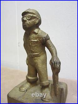 MIDWEST FOUNDRY Old Advertising Cast Iron Doorstop Statue'Sandy