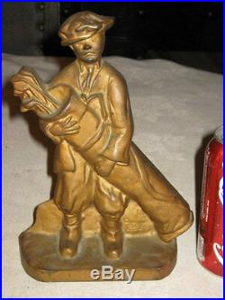 MID Century USA Golf Caddy Man Ball Club Course Cast Iron Doorstop Art Statue