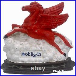 MOBIL OIL Pegasus Heavy Cast Iron Flying Red Horse Door Stop