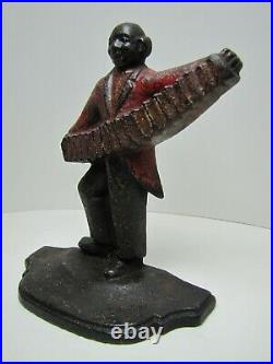 Musician Accordion Player Antique Cast Iron Doorstop Spencer Guilford Conn