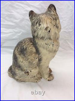 Nice Antique Hubley Cat Kitty Persian Sitting Cast Iron Doorstop Figurine 302