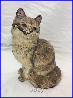 Nice Antique Hubley Cat Kitty Persian Sitting Cast Iron Doorstop Figurine 302