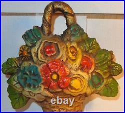 Nice Antique Hubley Vintage Cast Iron Metal Flower Basket Doorstop Marked 818 Nice Antique Hubley Vintage Cast Iron Metal Flower Basket Doorstop Marked 818