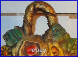 Nice Antique Hubley Vintage Cast Iron Metal Flower Basket Doorstop Marked 818 Nice Antique Hubley Vintage Cast Iron Metal Flower Basket Doorstop Marked 818