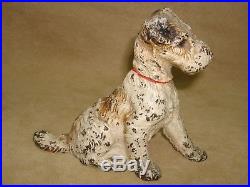 Old 1930's Era Hubley Cast Iron Wire Fox Terrier Doorstop Figurine! Ori. Paint