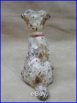 Old 1930's Era Hubley Cast Iron Wire Fox Terrier Doorstop Figurine! Ori. Paint
