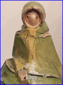 Old Antique Hubley Cast Iron Doorstop Woman With Purse #296