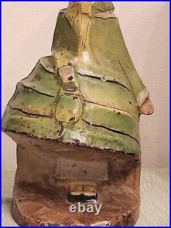 Old Antique Hubley Cast Iron Doorstop Woman With Purse #296