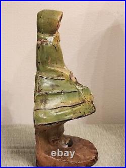 Old Antique Hubley Cast Iron Doorstop Woman With Purse #296