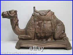 Old Cast Iron Camel Doorstop reclining ornate art fine detailing figural stopper