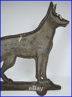 Old Cast Iron German Shepherd Dog Large Figural Doorstop wedge base door stopper