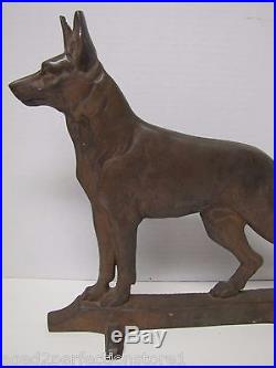 Old Cast Iron German Shepherd Doorstop Davison Co large figural dog brnz cpr fn