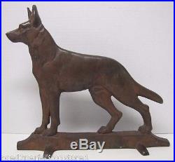 Old Cast Iron German Shepherd Doorstop Davison Co large figural dog brnz cpr fn