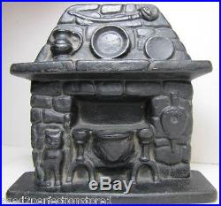 Old Cast Iron Hearth Doorstop cat andirons sword bricks pot jug Ornate detailing