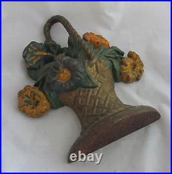 Old Cast Iron Hubley Painted Orange Yellow Petunias&Daisies in Basket ...