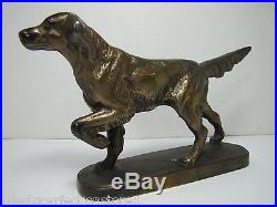 Old Cast Iron Pointer Dog English Setter Doorstop brass bookend door stopper