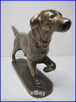 Old Cast Iron Pointer Dog English Setter Doorstop brass bookend door stopper