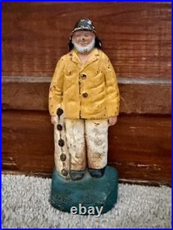 Old Salt New England fisherman cast iron door stop circa 1900 original paint
