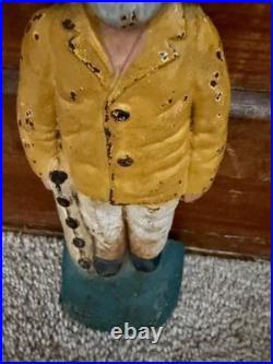 Old Salt New England fisherman cast iron door stop circa 1900 original paint