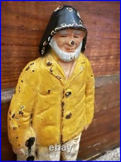 Old Salt New England fisherman cast iron door stop circa 1900 original paint