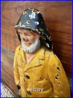 Old Salt New England fisherman cast iron door stop circa 1900 original paint