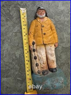 Old Salt New England fisherman cast iron door stop circa 1900 original paint