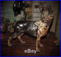 Old Tyme Antique Vtg Cast Iron HUBLEY Dog BOSTON TERRIER Bulldog DOOR STOP