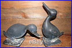 Orig 1950 Cast Iron Ducks Doorstop Garden Statue Virginia Metalcrafters Pair / 2