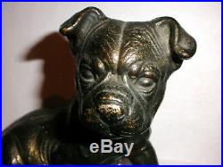 Original Antique Cast Iron Hubley Boston Terrier seated Puppy Doorstop