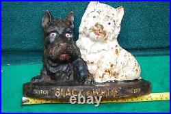 Original Antique Cast Iron Scotch Whisky Black & White Door Stop 7 lbs