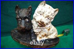 Original Antique Cast Iron Scotch Whisky Black & White Door Stop 7 lbs