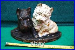 Original Antique Cast Iron Scotch Whisky Black & White Door Stop 7 lbs