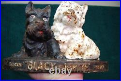 Original Antique Cast Iron Scotch Whisky Black & White Door Stop 7 lbs