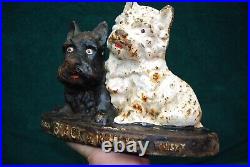 Original Antique Cast Iron Scotch Whisky Black & White Door Stop 7 lbs