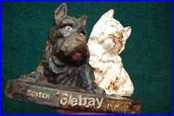 Original Antique Cast Iron Scotch Whisky Black & White Door Stop 7 lbs