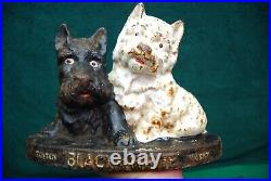 Original Antique Cast Iron Scotch Whisky Black & White Door Stop 7 lbs