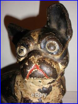 Original Antique Hubley Cast Iron French Bulldog Dog Door Stop