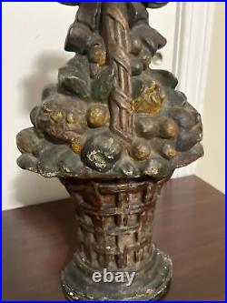Original Antique Huge 15 Heavy Cast Iron Fruit Basket Doorstop Bow Knot Original Antique Huge 15 Heavy Cast Iron Fruit Basket Doorstop Bow Knot