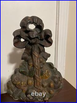 Original Antique Huge 15 Heavy Cast Iron Fruit Basket Doorstop Bow Knot Original Antique Huge 15 Heavy Cast Iron Fruit Basket Doorstop Bow Knot