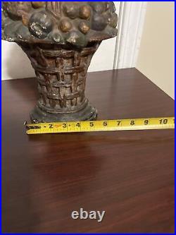 Original Antique Huge 15 Heavy Cast Iron Fruit Basket Doorstop Bow Knot Original Antique Huge 15 Heavy Cast Iron Fruit Basket Doorstop Bow Knot