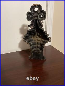 Original Antique Huge 15 Heavy Cast Iron Fruit Basket Doorstop Bow Knot Original Antique Huge 15 Heavy Cast Iron Fruit Basket Doorstop Bow Knot