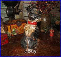 Original Antique Vtg Cast Iron Hubley Dog Boston Terrier Puppy Bulldog Door Stop