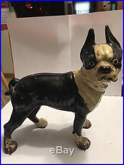 Original Cast Iron Boston Terrier Dog Doorstop Vintage Antique Hubley
