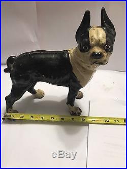 Original Cast Iron Boston Terrier Dog Doorstop Vintage Antique Hubley
