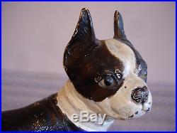 Original Cast Iron Bulldog Boston Terrier Dog Doorstop Vintage Antique Hubley