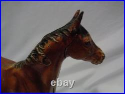 Original Hubley Cast Iron Bay Thoroughbred Horse Doorstop Statue 6 1/2 lbs