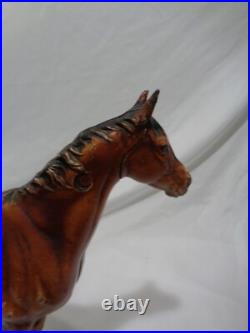 Original Hubley Cast Iron Bay Thoroughbred Horse Doorstop Statue 6 1/2 lbs
