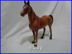 Original Hubley Cast Iron Bay Thoroughbred Horse Doorstop Statue 6 1/2 lbs